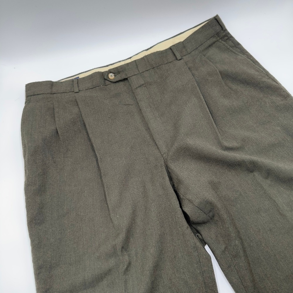 Vintage John Alexander Pants Mens 41x28 Green Excellent Wool Dress Trousers